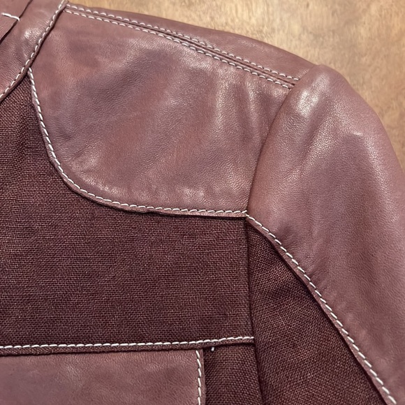 CACHE LINEN JACKET WITH LEATHER CONSTRAST - Picture 7 of 13